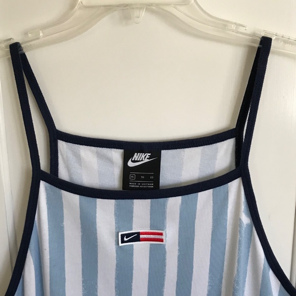 NIKE Striped Knit Cami Dress Sportswear Blue White Women’s Size XL - Picture 2 of 16